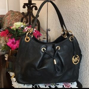 Michael Kors black leather shoulder bag